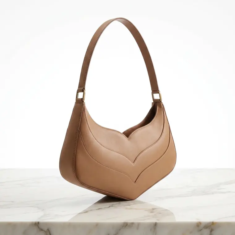 Chevron Hobo, Camel smooth leather, style LG-BAG-F-007