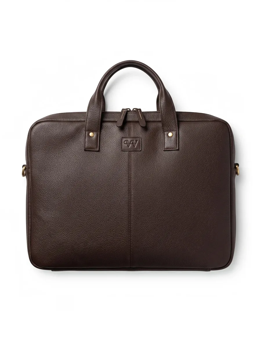 Work bag, Brown pebbled leather, style LG-BAG-M-001